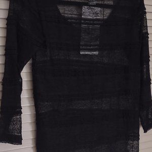 New Jockey brand fitted black lace top size M 3/4 sleeve